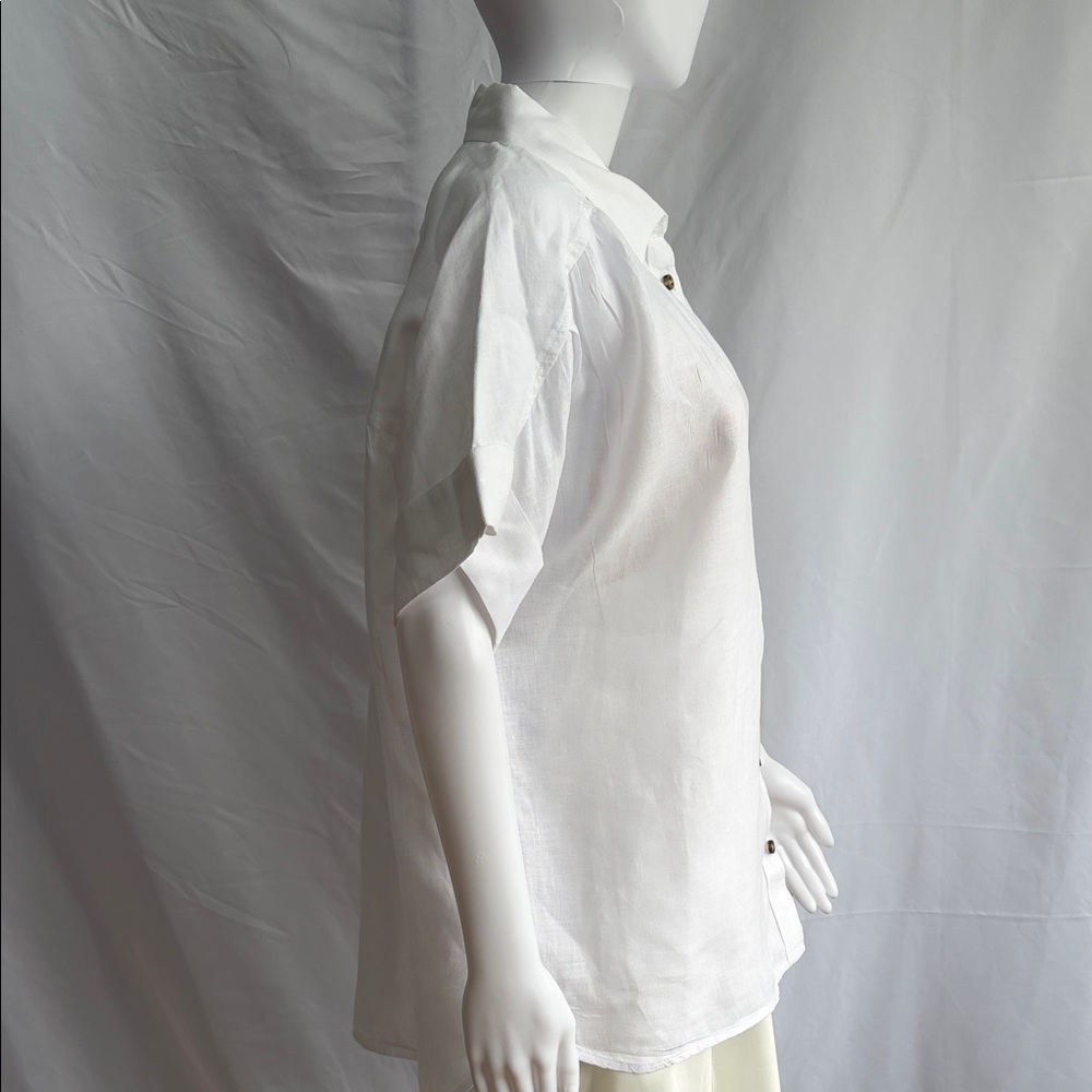 J.Crew Relaxed Linen Button-Up Shirt – White – Size Medium - Picture 3 of 9